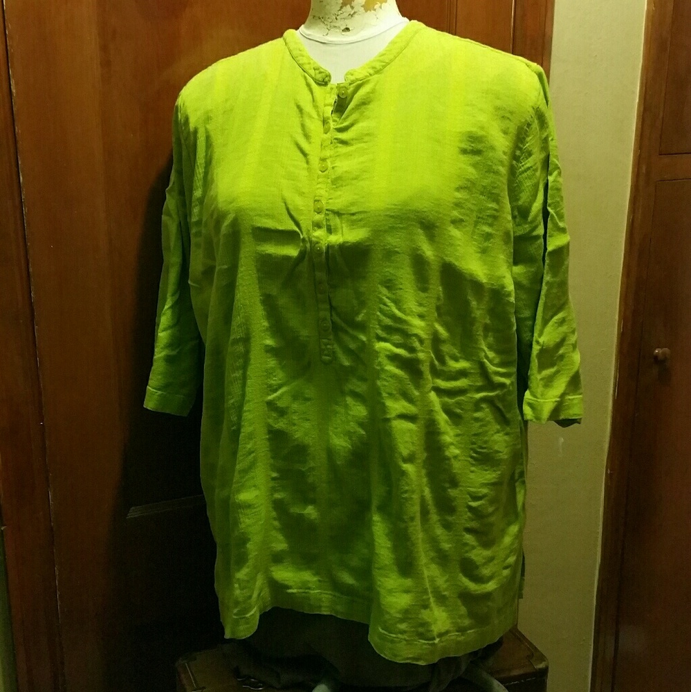 Lime green cotton blouse, 4x